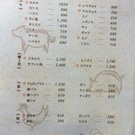 藤栗ホルモン - メニュー　2017年9月