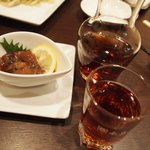 新中国料理 HARAKAWA - ホタルイカ紹興酒漬け　と　紹興貴酒 陳年15年 茶壷 