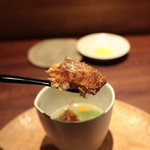 アカ - ●透明なガスパチョ、朝摘みオクラとグジ