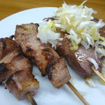 のんき - ◉2皿目「レバネギ・オチモトをハーフ、塩で」税込み400円