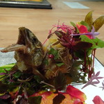 東 - ＊鮎のフリットは躍動感ある盛り付け。