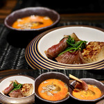 松茸丸ごと一本のすき焼き風 〜岡山県産こだわり卵にトリュフをかけて〜