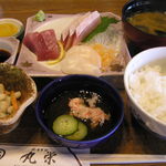 御食事処 丸栄 - 天然車海老セットの刺身