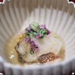銀座 しのはら - 鮑　オマールブルー　唐津赤ウニ　胡麻豆腐　出汁ジュレ　叩きおくら