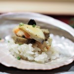 銀座 しのはら - スッポンの焼き粥　あわび　車海老　柑橘