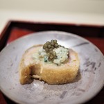 銀座 しのはら - 琵琶マスのフライ　毛ガニのタルタル　キャビア