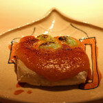 白子豆腐　枝豆添え　焼車海老味噌ソースで