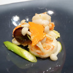 中国料理 北京 - ・大エビと野菜の炒め　柚子の香り