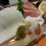 すし処さいしょ - 烏賊、金目、水だこの刺し盛り