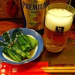 やきとり 大吉 - 料理写真:お通し&瓶ビール