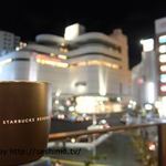 テラス席から北口ロータリーを眺める