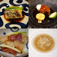 中華旬彩 森本 - (左上)季節の鮮魚を使用した蒸し物　(右上)とろける食感の　黒酢酢豚　(右下)極上　姿フカヒレ入り上湯スープ　(左下)煲仔飯ボウチャイファン　（香港式土鍋ごはん）＊冬期限定メニュー