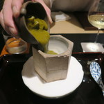 日本料理 晴山 - 29年9月　千葉千倉鮑　石焼風　雲丹御飯