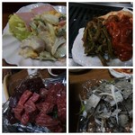 サラダとキムチ、お肉たち。