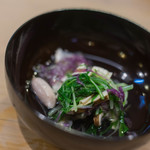 うを徳 - 先附（さきづけ）の類（たぐひ）、水菜（みづな）、菊花（かきのもと）、松茸（まつたけ）、花生（なんきんまめ）