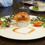 俺のフレンチ 博多 - 蟹・トマト・焼き茄子のタルタル仕立て