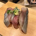 寿司 魚がし日本一 - 光3カン（鯵、鰯、鯖）