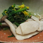 わらび野 - お浸し、松茸添え