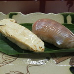 わらび野 - 松茸の握り鮨、岩魚の握り鮨