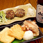 Furusato - オリジナル雑穀メニューの「たかきびハンバーグ」と「モチアワとチーズ詰の焼き油揚げ」