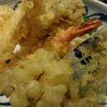喜多一 - 秋の野菜の天ぷらぶっかけ；天ぷらアップ