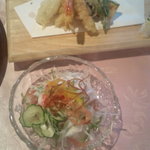 母屋 - ランチ（天ぷら・生ハムサラダ）