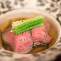 日本料理 晴山 - 2017.10 飛騨牛ランボソローストビーフ 椎茸 三つ葉