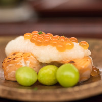日本料理 晴山 - 2017.10 秋鮭親子焼き 大根おろし 銀杏