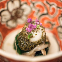 日本料理 晴山 - 2017.10 帆立貝 舞茸 ほうれん草 半熟鶉卵 とんぶり