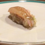 うを徳 - 東京湾 かわはぎ 肝和え（握り）