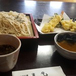 そば工房雀庵 - 天ざる蕎麦(大盛り)※少し食べた(笑)