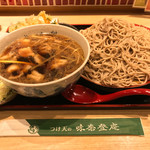 味奈登庵 - 肉南蛮そば大盛り別盛り＋かき揚げ天ぷら！