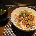 くすのき - 桜エビとホワイトアスパラのかき揚げ丼