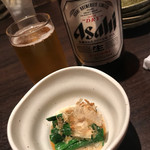 肉そば居酒屋まる文 - お通しの韮のおひたし