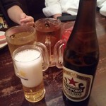 Noge Josui - 乾杯の画像。瓶ビールは赤星。
