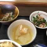 ささら - かれいたたき 大根菜おひたし 冬瓜うま煮