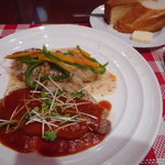 ビストロ アオキ - ポークのオリエンタル風と、タラの粒マスタードクリームソース