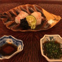 日本料理 晴山 - お造り(平目、ボタンエビ)