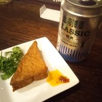 麺線屋formosa - 厚揚げとビールの組み合わせは最高！