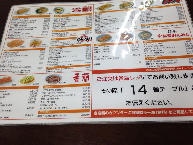 メニュー写真 めんめん 来らっせ店 東武宇都宮 餃子 食べログ