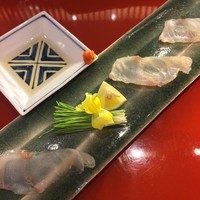 なだ万 シャングリ・ラ ホテル 東京店 - こちの薄造りと白ポン酢