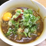 一由そば - カレーそば（半そば）300円＋とり天100円＋生たまご60円
