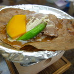 あさひ荘 - 牛肉の朴葉味噌焼き