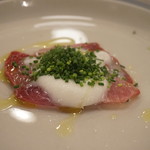 一本釣りの鰤のカルパッチョ