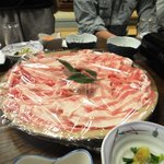 ドライブイン長谷川 - 豚鍋の豚すごいボリューム