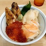 Hamayaki Hokkaidou Uoman - 濱焼北海道魚萬 「サーモン尽くし丼」