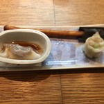 中国菜 火ノ鳥 - いつもの海鮮春巻、イチボと松茸の蒸し餃子、枝豆の焼売