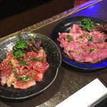 炭火焼肉彩火 - カルビ切り落としとタン切り落とし