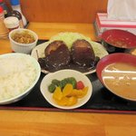 激安食堂 小林屋 - ダブルハンバーグ定食2017.10.08