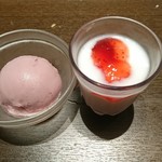 Okonomiya Ki Hompo - デザートのシャーベットと杏仁豆腐